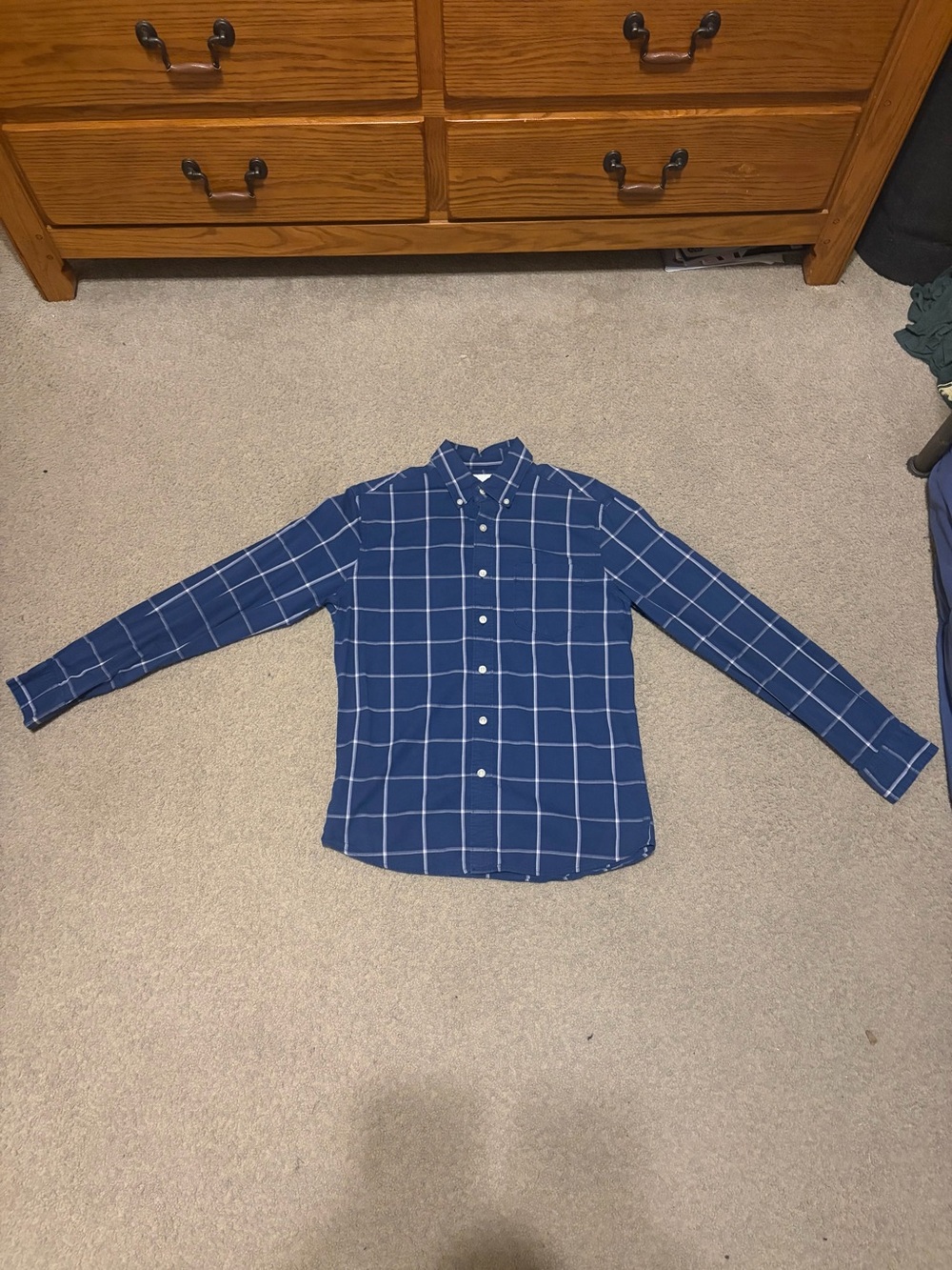 Men's Blue Flannel Button-Down Shirt
